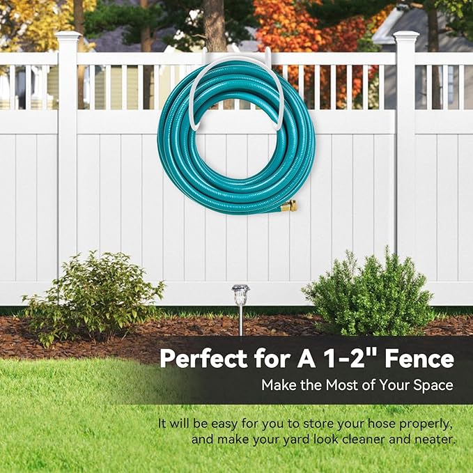 Heavy-Duty Wall Mount Hose Holder for Outdoor & Garden Use (White) - Organizes 50-150 ft Expandable, Pocket, Magic Hoses, Reels, or RV Hoses