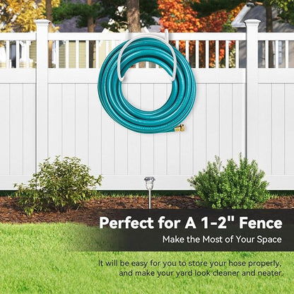 Heavy-Duty Wall Mount Hose Holder for Outdoor & Garden Use (White) - Organizes 50-150 ft Expandable, Pocket, Magic Hoses, Reels, or RV Hoses