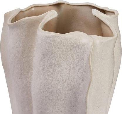 Bloomingville Decorative Organically Shaped Stoneware Vase, Matte Cream