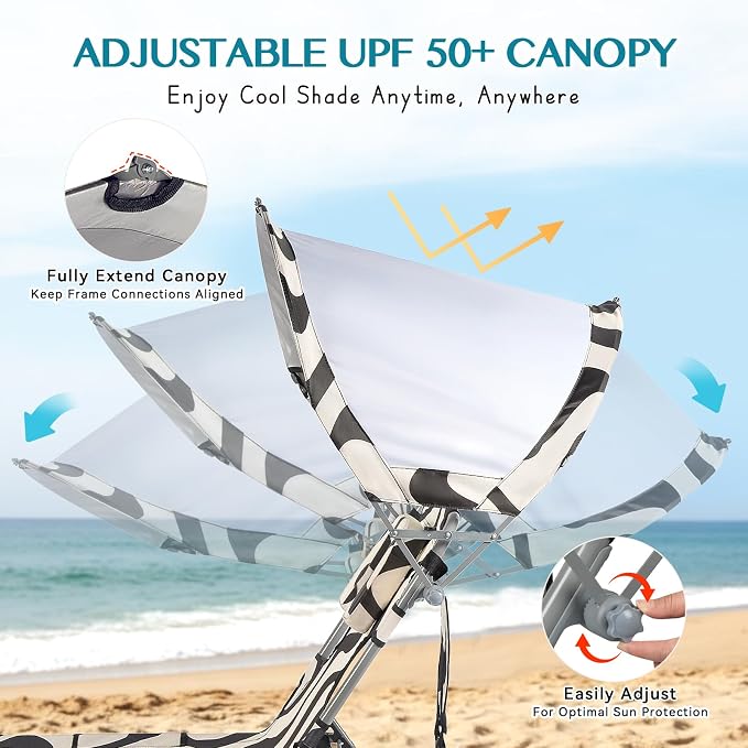 Tanning Chair with Face Hole for Adults, Outdoor Folding Lounge Chair with Canopy and Side Table for Phone Drink Tablet, 4 Position Adjustable Backrest, Lay Flat Chaise Lounger for Beach Patio Pool