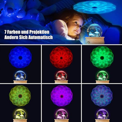Music Box, 3D Crystal Ball Music Box with RGB Light Projection, 360 Rotating Wooden Base Night Light, Best Gift for Valentine's Day Birthday Girls Boys Women Mom, Room Decor