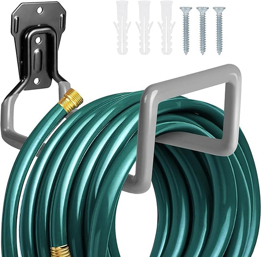 PeoMev 2PCS Water Hose Holder Wall Mount - Metal Hose Hanger Garden Hose Rack Heavy Duty Hose Storage for Outside Water Hose