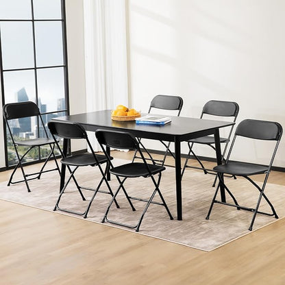 DUMOS Folding Chairs Sets of 10, 330lbs Plastic Stackable Portable Patio Dining Sets, Fold Up for Indoor Outdoor, Camping, Garden, Party, Meeting, Black