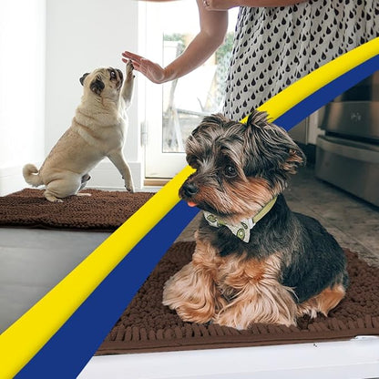 Muddy Mat® | Super Water Absorbent Door Mat Indoor, Microfiber Quick Dry Chenille Entryway Rug, Slip Resistant Front Door Mat, Indoor Mats for Entryway, Machine Washable Pet Rug, Brown 59"x24"