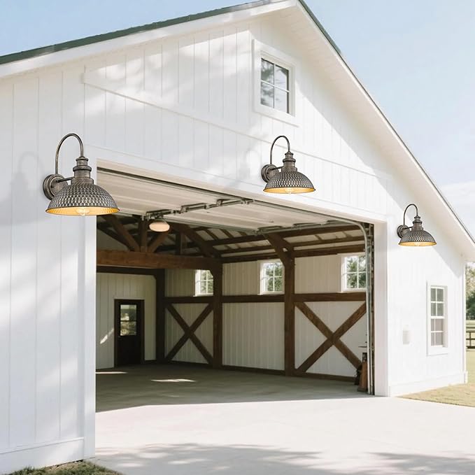 Outdoor Farmhouse Barn Lights, Anti-Rust Outdoor Wall Sconce, Exterior Wall Lights, Front Door Mounted Lighting Fixture,Vintage Outside Lighting for Porch,Garage,Patio (Vintage Bronze, 4 Pack)