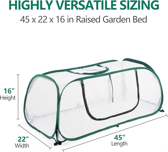 Pack of 2, Raised Bed Cover, 45"x22"x16"(H), Garden Row Accelerator, Greenhouse, Freeze Protection Humidity Domes for Gardening Germination and Seedling Propagation