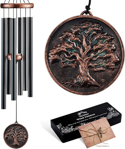 Wind Chimes for Outside, Vintage Tree of Life Deep Tone Wind Chime Outdoor Clearance, Memorial/Festivals/Birthday Gift for Mom Dad Women Grandma, Garden Porch Patio Decor (32" Tree of Life)