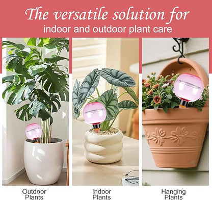 6 Pack Self Watering Globes 17oz Large Plant Watering Globes Top Fill, Self Water Planter Insert Indoor/Outdoor Plastic Water Bulbs Slow Release Terracotta for Plants, Pink