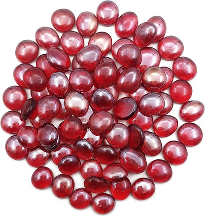 Flat Glass Marbles 1 Pound Vase Filler Fire Pit Glass Pebbles for Indoor Plants, Aquarium Fish Tank Decorations, Home Decor, Fire Pit, Landscaping, Arts Crafts (Ruby)