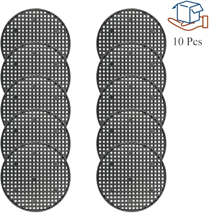 HAHIYO 10PCs 3.4Inch/8.5cm Black Round PP Plastic Flower Pot Hole Mesh Pad Bottom Grid Mat Bonsai Drainage mesh Hole Screens Gasket Prevent Soil Loss Breathable Gasket Drainage Netting for Bonsai