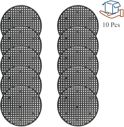 HAHIYO 10PCs 3.4Inch/8.5cm Black Round PP Plastic Flower Pot Hole Mesh Pad Bottom Grid Mat Bonsai Drainage mesh Hole Screens Gasket Prevent Soil Loss Breathable Gasket Drainage Netting for Bonsai