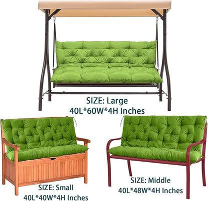 Swing Replacement Seat Cushions, 2-3 Seater Bench Cushions for Outdoor Furnitur with Backrest, Garden Recliner Seat Cushions Waterproof Sofa Pads (Tender Green, 60x40in)