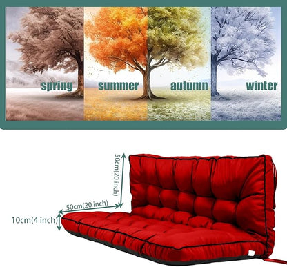 Replacement Cushions for Swing, Swing Cushions 3 Seater Replacement, Waterproof Thicken Washable Pad Cushion for Outdoor Indoor Furniture Swing Patio (Red, 40x55 inch)
