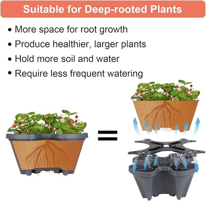 GameXcel Vertical Planter Tower- 5 Tier Stackable Garden Planter with Wheels and Tool Set – Grow Strawberries Herbs Flowers and Vegetables - Indoor Outdoor Use Dark Gray