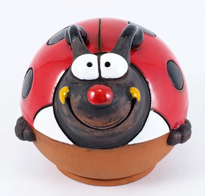 Ceramic Garden Decor - Ladybird Lawn stake - Outdoor statue - Perfect, unique gifts for gardeners woman, men, yard gifts - Handmade, Frostproof