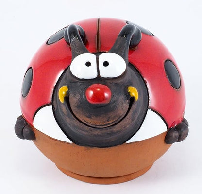 Ceramic Garden Decor - Ladybird Lawn stake - Outdoor statue - Perfect, unique gifts for gardeners woman, men, yard gifts - Handmade, Frostproof