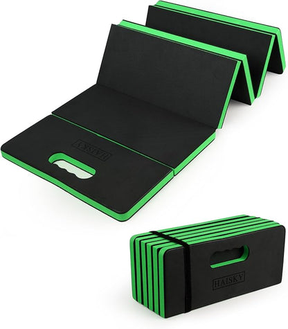 Foldable Extra Thick Kneeling Pad, 44.9 * 15.8 * 0.9" Portable EVA Foam Knee, Pads for Garage, Gardening, Yardwork, Workshop, Green & Black