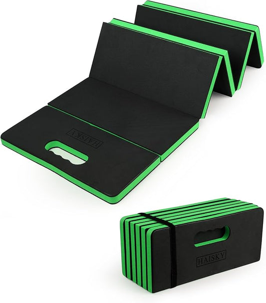 Foldable Extra Thick Kneeling Pad, 44.9 * 15.8 * 0.9" Portable EVA Foam Knee, Pads for Garage, Gardening, Yardwork, Workshop, Green & Black