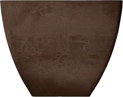 PSW Pot Collection 16x13 inch Plastic/Stone/Wood Composite Square Planter – No Drainage Hole (Drillable), Modern Indoor/Outer Pot for Flowers, Foliage, Succulents, Fairy Gardens, Chocolate