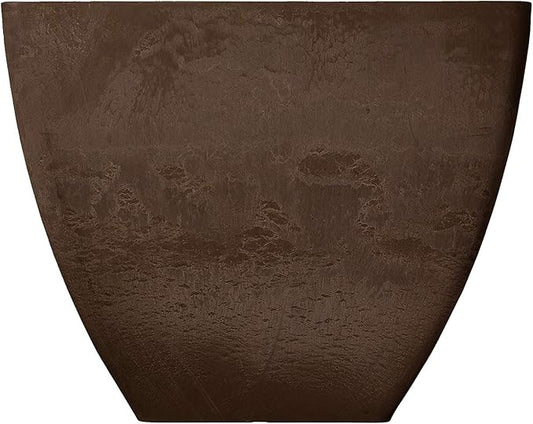 PSW Pot Collection 16x13 inch Plastic/Stone/Wood Composite Square Planter – No Drainage Hole (Drillable), Modern Indoor/Outer Pot for Flowers, Foliage, Succulents, Fairy Gardens, Chocolate