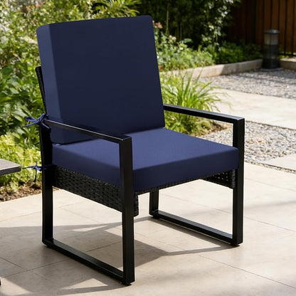 Outdoor Chair Cushions Set of 2, 22x22x3 Inch Waterproof & Fade Resistant Patio Furniture Seat Cushions with Ties, Square Outdoor Dining Chair Cushions for Lawn, Garden, Deck & Yard, Navy Blue