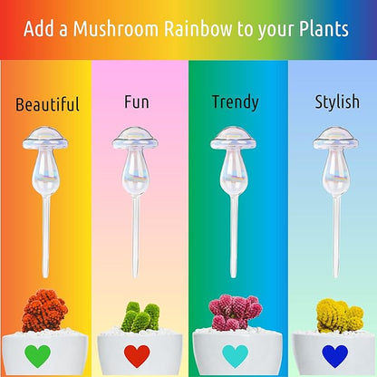 Little Green Leaf Automatic Plant Watering Globes Self Watering Planter Inserts (Set of 4) | Hands Free Clear Mushroom Glass Bulbs | Planter Spikes to Support Indoor & Outdoor Plant Health (180ml)