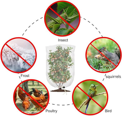 2pcs 5.6x6.3ft Garden Netting Bags with Drawstring Plant Mesh Cover Protect Vegetable Fruit Trees from Insect Birds