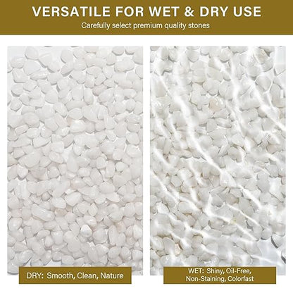 NUPICK 12 lbs Pebbles for Indoor Plants, 3/8 Inch Pea Gravel for Fish Tank, Polished Decorative Rocks for Succulent, Natural River Stones for Vases, Cactus, Landscaping, Bird Bath, Aquarium, White