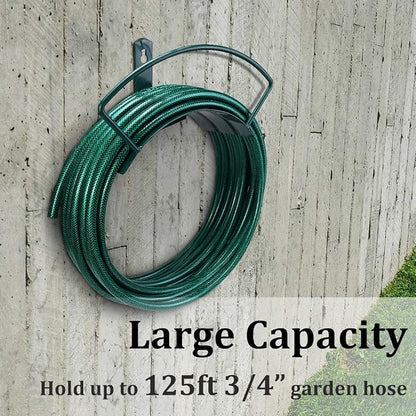 Eastrans Deluxe Wall Mount Garden Hose Hanger Duty Metal Hose Holder Easily Holds 125 3/4’’ Hose Solid Steel Extra Bracing Forest Green