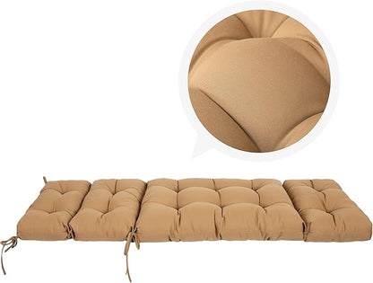 ARTPLAN Outdoor Chasie Lounge Tufted Thick Cushion with Ties,Replacement Wicker Chair Cushion for Paito Fruniture,72x22x4inches,All Weather,Light Brown
