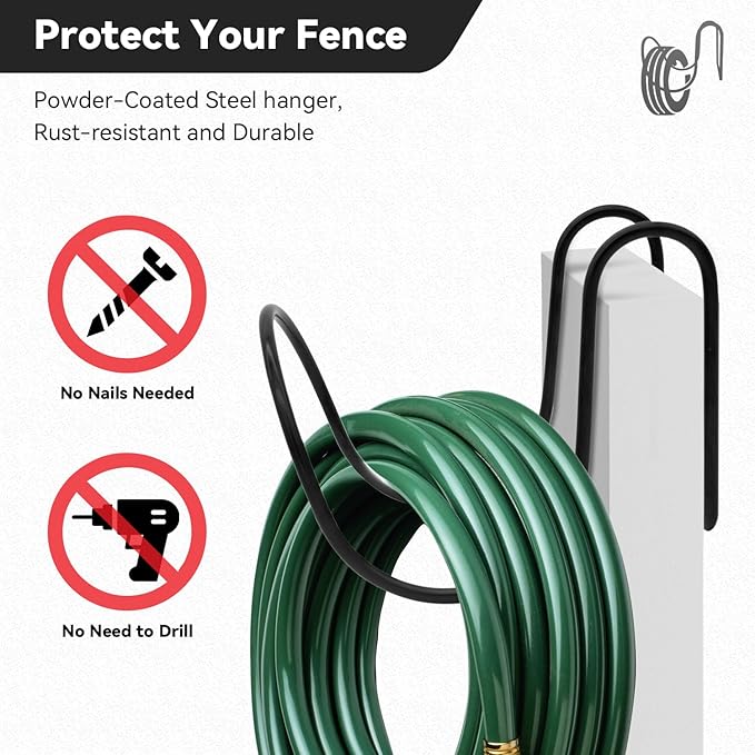 Heavy-Duty Wall Mount Hose Holder for Outdoor & Garden Use (Matte Black) - Organizes 50-150 ft Expandable, Pocket, Magic Hoses, Reels, or RV Hoses