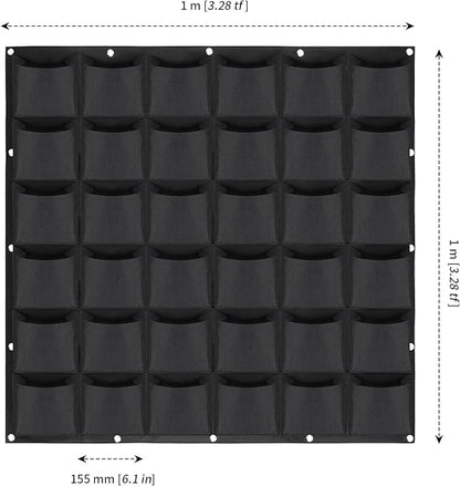 MANCHAP 36 Pockets Vertical Garden Wall Planter, Hanging Wall Planter Pockets, Vertical Hanging Wall Planter for Flower Vegetable Indoor and Outdoor, Black
