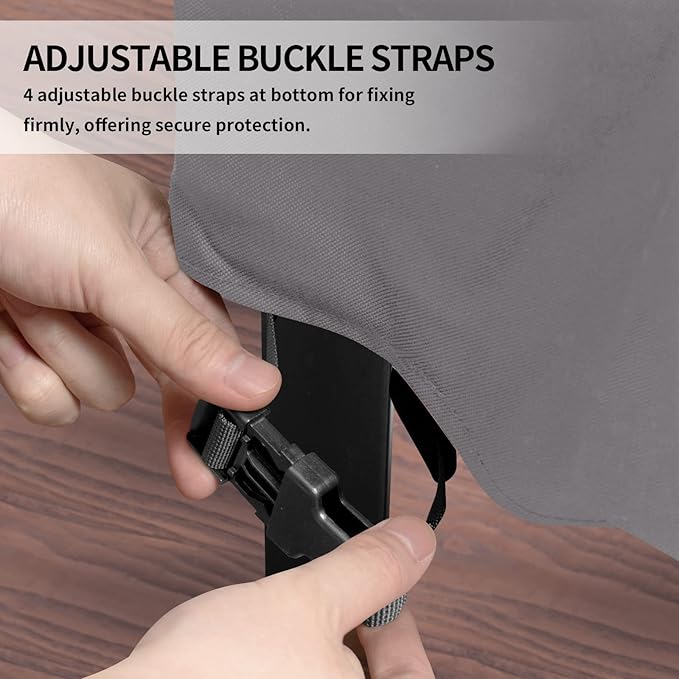 Easy-Going 600D Heavy Duty Patio Furniture Cover, Outdoor Rectangular Table and Chair Set, Waterproof Sectional Set (90"L x 64"W x 28"H, Grey)