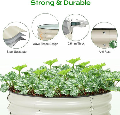 Aoodor 2 Pack 9" Tall 30" Metal Raised Garden Bed, Outdoor Planter Box and Raised Garden Kit for Vegetables, Flowers, Arugula and Herbs, Beige