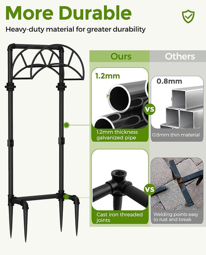 LAND·VOI Freestanding Garden Water Hose Storage Holder Stand for Outside, 160-Ft Hose Heavy Duty Metal Hanger Reel Organizer Outdoor Yard Lawn, Standing Keeper Rack with Ground Stake, Black GHH02B