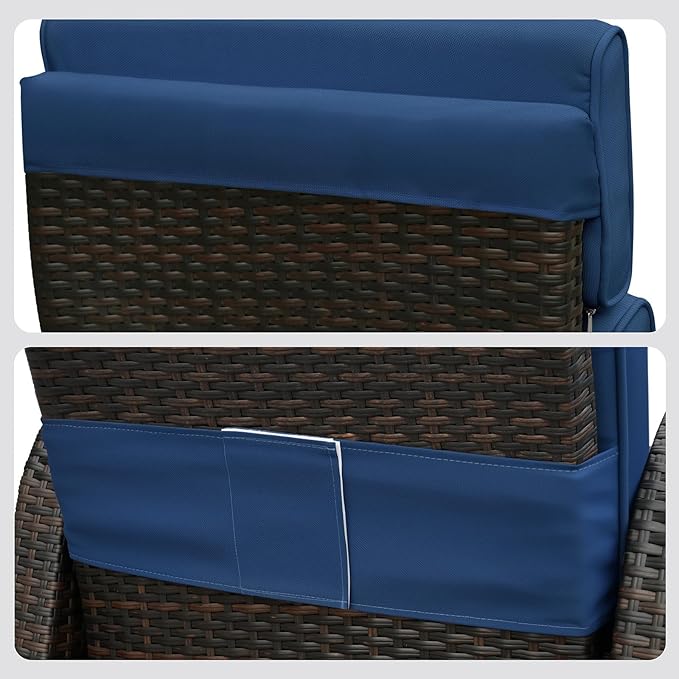 ATR ART TO REAL Outdoor Recliner Replacement Cushion, High Back Chair Cushions Patio Wicker Reclinning Chairs Seat Pad, Removable Cover, Waterproof, UV Resistant (Style A, Navy Blue)