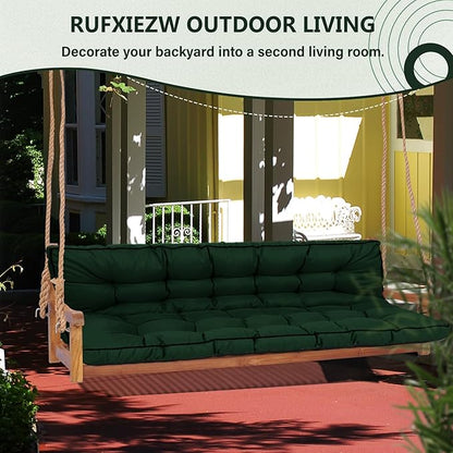 2/3 Seater Swing Replacement Cushion, Waterproof Porch Swing Cushions with Backrest, Thickened Bench Cushions for Outdoor Furniture, for Outdoor Patio Swing (Dark Green, 70.8 * 40in)