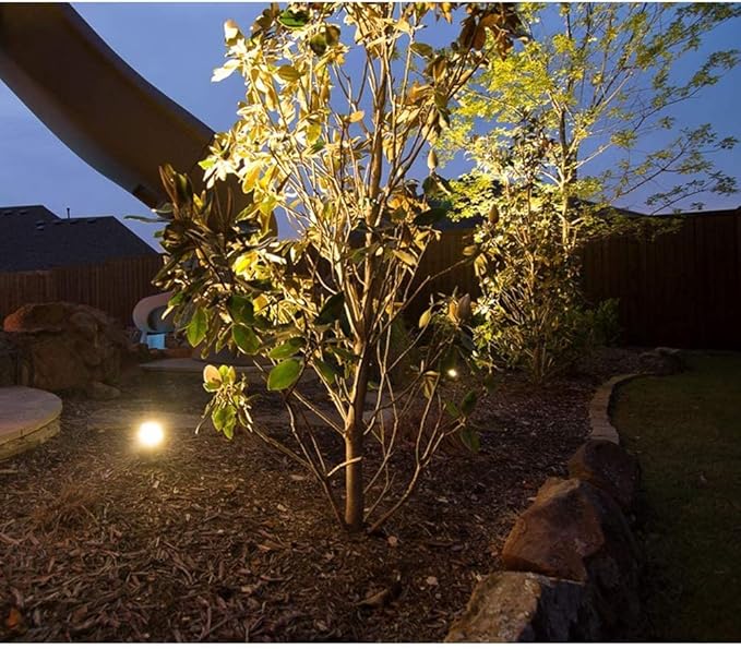 Cheopha Low Voltage Landscape Light Outdoor Spotlight 12V Brass Solid LED Kits with ABS Ground Spike and MR16 LED Bulb 5W 2700K Included for Yard Pathway Outdoor Landscape Lighting