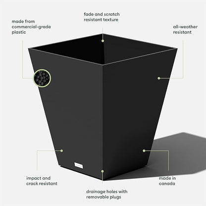 Veradek Pure Series Nobleton Plastic Planter - Large Pots for Indoor or Outdoor Porch/Patio | Durable All-Weather Use with Drainage Holes | Modern Planter Décor for Flowers, Shrubs, Trees
