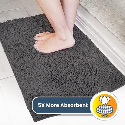 Muddy Mat® | Super Water Absorbent Door Mat Indoor, Microfiber Quick Dry Chenille Entryway Rug, Slip Resistant Front Door Mat, Indoor Mats for Entryway, Machine Washable Pet Rug, Charcoal 20" x 30"