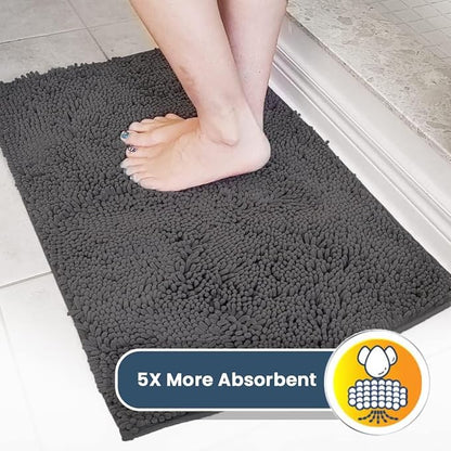 Muddy Mat® | Super Water Absorbent Door Mat Indoor, Microfiber Quick Dry Chenille Entryway Rug, Slip Resistant Front Door Mat, Indoor Mats for Entryway, Machine Washable Pet Rug, Charcoal 36" x 72"