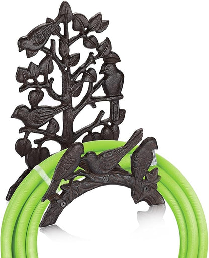OwnMy Cast Iron Garden Hose Holder Wall Mount Water Hose Hanger for Outside, Heavy Duty Decorative Water Hose Reel Storage Organizer Rack for Outdoor Garden Lawn Yard, 8.7"L x 4.7"W x 12.3"H