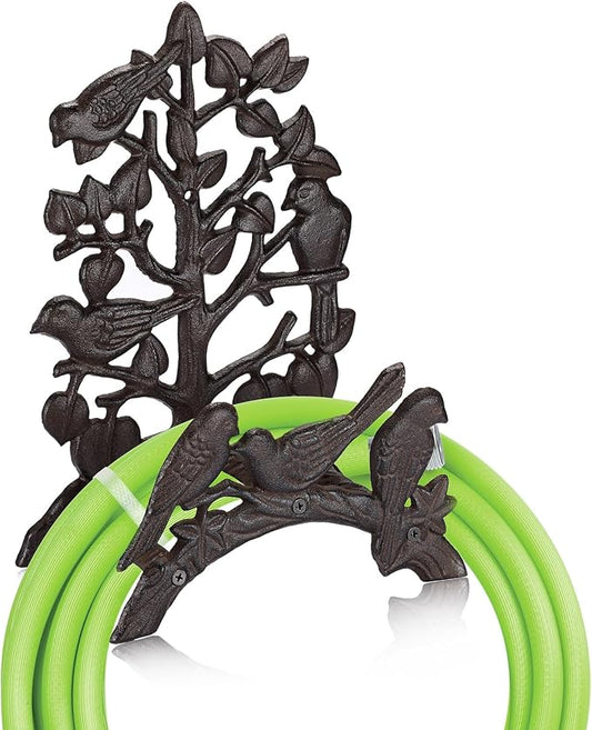 OwnMy Cast Iron Garden Hose Holder Wall Mount Water Hose Hanger for Outside, Heavy Duty Decorative Water Hose Reel Storage Organizer Rack for Outdoor Garden Lawn Yard, 8.7"L x 4.7"W x 12.3"H