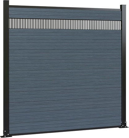 6 Feet×6 Feet Privacy Fence, Outdoor Wood Plastic Composite Fence Panel, Waterproof Security Barriers Fencing, WPC (Gray, Vertical (1 Panel - 2 Post))