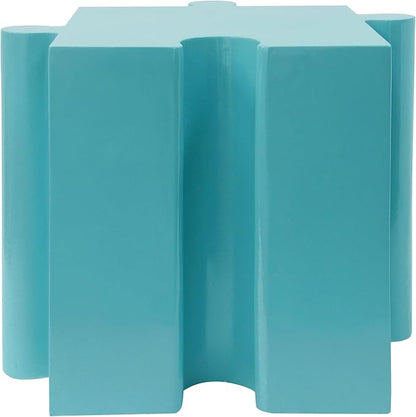 Christopher Knight Home Daton Interlocking Puzzle Outdoor Side Table, Lightweight Concrete Patio Coffee Table, Convex Edge MGO Modular End Table, Creative Set Up for Indoor&Outdoor Use, Sky Blue