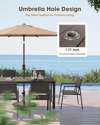 Outdoor Patio Dining Chairs Set of 2, Aluminum & HDPE All-Weather for Deck, Lawn, Backyard, Pool and Indoor Use (Charcoal)