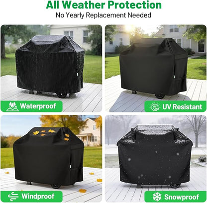 Grill Cover 60 Inch, Arborlily BBQ Grill Cover for Outdoor Grill, Heavy Duty Waterproof Gas Barbecue Grill Cover for Weber, Char-Broil, Nexgrill, Black