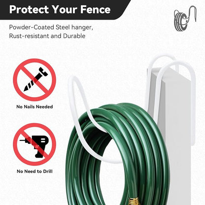 Heavy-Duty Wall Mount Hose Holder for Outdoor & Garden Use (White) - Organizes 50-150 ft Expandable, Pocket, Magic Hoses, Reels, or RV Hoses