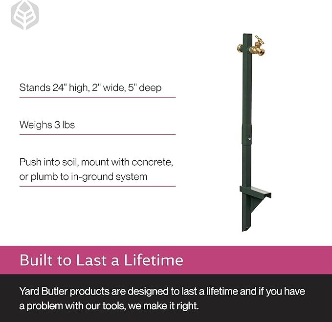 Yard Butler IHBE-6KD Garden Hose Bib Extender - Durable Hose Stand for Keeping It Elevated - Convenient Garden Accessory - Rust-Resistant - Anti-Kink Design - Easy Installation