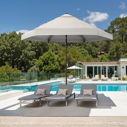 CROWN SHADES 9 Ft Patio Umbrella with Auto-Tilt & Olefin Fabric - Patented 90° Edge Connection Wind Resistant, Outdoor Umbrella for Table, Pool, Beach, Effortless Crank System